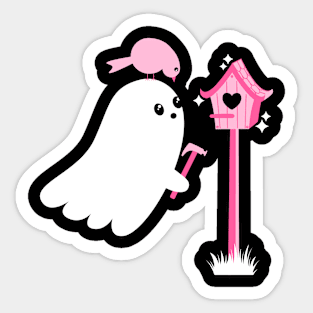 Ghost and Birdhouse Sticker